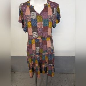 Dip Paisley Print Short Sleeve V-Neck Midi Length Cottagecore Bohemian